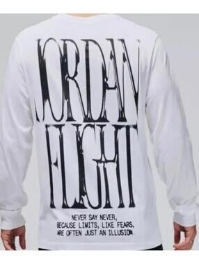 Nike Men's Air Jordan Long-Sleeve Top White/Black FZ1934-100 Size Small